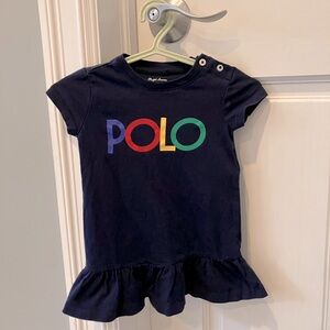 Polo Ralph Lauren 9M baby girl polo logo dress Navy Blue Like New baby dress